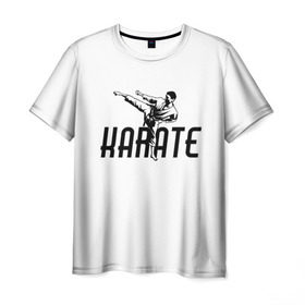 Мужская футболка 3D с принтом KARATE в Санкт-Петербурге, 100% полиэфир | прямой крой, круглый вырез горловины, длина до линии бедер | Тематика изображения на принте: sport | единоборство | каратэ | кимоно | лого | спорт | удар | человек