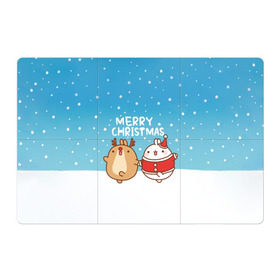 Магнитный плакат 3Х2 с принтом Molang. Merry Christmas в Санкт-Петербурге, Полимерный материал с магнитным слоем | 6 деталей размером 9*9 см | chicken | christmas | deer | korea | molang | newyear | piupiu | rabbit | smow | snowflakes | winter | год | зима | корея | кролик | моланг | новый | олень | пиу | рождество | снег | снежинка
