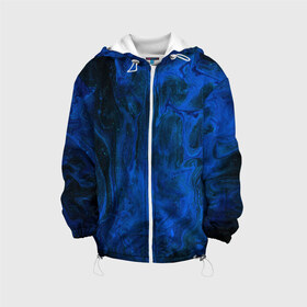 Детская куртка 3D с принтом BLUE GLOSS в Санкт-Петербурге, 100% полиэстер | застежка — молния, подол и капюшон оформлены резинкой с фиксаторами, по бокам — два кармана без застежек, один потайной карман на груди, плотность верхнего слоя — 90 г/м2; плотность флисового подклада — 260 г/м2 | abstraction | blue | cosmos | gloss | kosmos | neon | trend | абстракция | акрил | акриловые | блеск | кислотный | космос | краски | синий