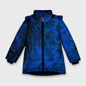 Зимняя куртка для девочек 3D с принтом BLUE GLOSS в Санкт-Петербурге, ткань верха — 100% полиэстер; подклад — 100% полиэстер, утеплитель — 100% полиэстер. | длина ниже бедра, удлиненная спинка, воротник стойка и отстегивающийся капюшон. Есть боковые карманы с листочкой на кнопках, утяжки по низу изделия и внутренний карман на молнии. 

Предусмотрены светоотражающий принт на спинке, радужный светоотражающий элемент на пуллере молнии и на резинке для утяжки. | Тематика изображения на принте: abstraction | blue | cosmos | gloss | kosmos | neon | trend | абстракция | акрил | акриловые | блеск | кислотный | космос | краски | синий