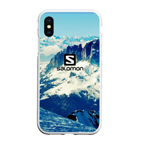 Чехол для iPhone XS Max матовый с принтом SALOMON в Санкт-Петербурге, Силикон | Область печати: задняя сторона чехла, без боковых панелей | Тематика изображения на принте: salomon | горы | снег | спорт