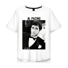 Мужская футболка хлопок Oversize с принтом Аль Пачино в Санкт-Петербурге, 100% хлопок | свободный крой, круглый ворот, “спинка” длиннее передней части | al pacino | аль пачино | лицо со шрамом | тони монтана
