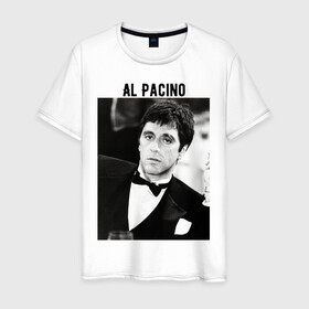 Мужская футболка хлопок с принтом Аль Пачино в Санкт-Петербурге, 100% хлопок | прямой крой, круглый вырез горловины, длина до линии бедер, слегка спущенное плечо. | al pacino | аль пачино | лицо со шрамом | тони монтана