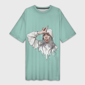 Платье-футболка 3D с принтом Billie Eilish Mint Art в Санкт-Петербурге,  |  | bad | bad guy | billi | billie | billie eilish | eilish | good girl | music | swag | айлиш | беляш | били | били айлиш | билли | билли айлиш | билли эйлиш | биляш | музка | певица | эйлиш