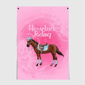 Постер с принтом Horseback Rading в Санкт-Петербурге, 100% бумага
 | бумага, плотность 150 мг. Матовая, но за счет высокого коэффициента гладкости имеет небольшой блеск и дает на свету блики, но в отличии от глянцевой бумаги не покрыта лаком | животные | конный спорт | конь | лошадь | наездник | спорт