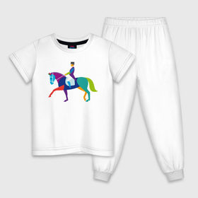Детская пижама хлопок с принтом Всадник на коне в Санкт-Петербурге, 100% хлопок |  брюки и футболка прямого кроя, без карманов, на брюках мягкая резинка на поясе и по низу штанин
 | животные | конный спорт | конь | лошадь | наездник | спорт | стикер