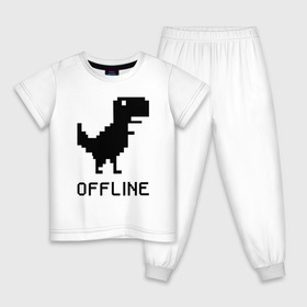Детская пижама хлопок с принтом Offline в Санкт-Петербурге, 100% хлопок |  брюки и футболка прямого кроя, без карманов, на брюках мягкая резинка на поясе и по низу штанин
 | dinosaur | google | internet | offline | гугл | динозавр | интернет | офлайн | оффлайн