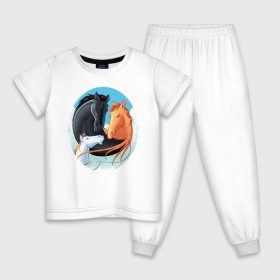 Детская пижама хлопок с принтом лошади семья в Санкт-Петербурге, 100% хлопок |  брюки и футболка прямого кроя, без карманов, на брюках мягкая резинка на поясе и по низу штанин
 | Тематика изображения на принте: 