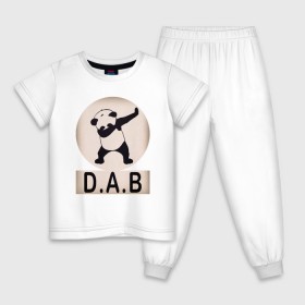 Детская пижама хлопок с принтом DAB Panda в Санкт-Петербурге, 100% хлопок |  брюки и футболка прямого кроя, без карманов, на брюках мягкая резинка на поясе и по низу штанин
 | best | dab | dabbig | dance | freedom | hip hop | music | panda | rap | даб | даббинг | животные | крутой | лучший | медведь | музыка | панда | рэп | рэпер | свобода | танец | хип хоп