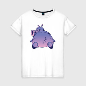 Женская футболка хлопок с принтом Бегемотик в Санкт-Петербурге, 100% хлопок | прямой крой, круглый вырез горловины, длина до линии бедер, слегка спущенное плечо | hippo | бегемот | бегемотик | гиппопотам