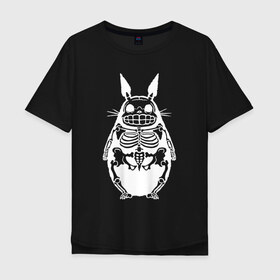 Мужская футболка хлопок Oversize с принтом Тоторо в Санкт-Петербурге, 100% хлопок | свободный крой, круглый ворот, “спинка” длиннее передней части | animal | anime | forest | japan | totoro | аниме | божество | дух | животное | зверь | лес | мой | сосед | тоторо | хранитель | япония