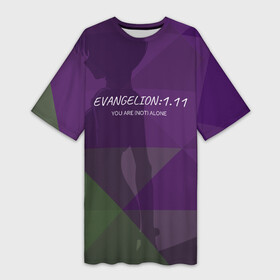 Платье-футболка 3D с принтом Evangelion: 1.11 в Санкт-Петербурге,  |  | eva | evangelion | rei | you are not alone | девушка | ева | евангелион | рей | ты не один | тян