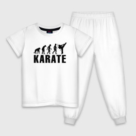 Детская пижама хлопок с принтом Karate Evolution в Санкт-Петербурге, 100% хлопок |  брюки и футболка прямого кроя, без карманов, на брюках мягкая резинка на поясе и по низу штанин
 | боевое искусство | боец | карате | каратэ | каратэ боец | каратэ воин | каратэ до | карте кёкусинкай | кёкусинкай | киокусинкай | пустая рука | путь пустой руки | рука тан | самооборона