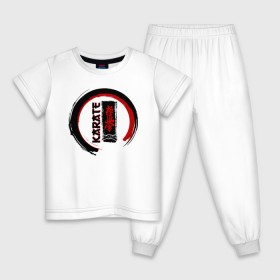 Детская пижама хлопок с принтом Karate Kyokushinkai в Санкт-Петербурге, 100% хлопок |  брюки и футболка прямого кроя, без карманов, на брюках мягкая резинка на поясе и по низу штанин
 | 