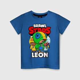 Детская футболка хлопок с принтом BRAWL STARS LEON в Санкт-Петербурге, 100% хлопок | круглый вырез горловины, полуприлегающий силуэт, длина до линии бедер | brawl stars | brawl stars leon | brawler | leon | sally | shark | акула | бравл старз | бравлер | леон | салли