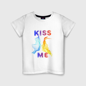 Детская футболка хлопок с принтом Kiss Me в Санкт-Петербурге, 100% хлопок | круглый вырез горловины, полуприлегающий силуэт, длина до линии бедер | cyber | kiss | абстракция | волны | любовь | поцелуй