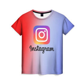 Женская футболка 3D с принтом INSTAGRAM в Санкт-Петербурге, 100% полиэфир ( синтетическое хлопкоподобное полотно) | прямой крой, круглый вырез горловины, длина до линии бедер | insta | instagram | instagramm | social | видео | инста | инстаграм | инстаграмм | приложение | социальная сеть | фото