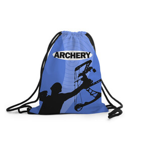 Рюкзак-мешок 3D с принтом Archery в Санкт-Петербурге, 100% полиэстер | плотность ткани — 200 г/м2, размер — 35 х 45 см; лямки — толстые шнурки, застежка на шнуровке, без карманов и подкладки | Тематика изображения на принте: archer | archery | bow | bow hunter | bowhunter | лук | лучник | стрельба из лука