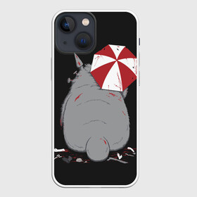 Чехол для iPhone 13 mini с принтом Тоторо и Umbrella Corp. в Санкт-Петербурге,  |  | anime | hayao miyazaki | japanese | meme | miyazaki | piano | studio ghibli | tokyo | totoro | гибли | котобус | мой | сосед | сусуватари | тонари | тоторо | хаяо миядзаки