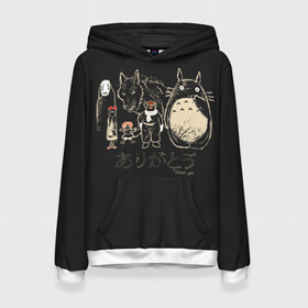 Женская толстовка 3D с принтом My Neighbor Totoro группа на черном в Санкт-Петербурге, 100% полиэстер  | двухслойный капюшон со шнурком для регулировки, мягкие манжеты на рукавах и по низу толстовки, спереди карман-кенгуру с мягким внутренним слоем. | anime | hayao miyazaki | japanese | meme | miyazaki | piano | studio ghibli | tokyo | totoro | гибли | котобус | мой | сосед | сусуватари | тонари | тоторо | хаяо миядзаки