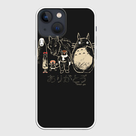 Чехол для iPhone 13 mini с принтом My Neighbor Totoro группа на черном в Санкт-Петербурге,  |  | anime | hayao miyazaki | japanese | meme | miyazaki | piano | studio ghibli | tokyo | totoro | гибли | котобус | мой | сосед | сусуватари | тонари | тоторо | хаяо миядзаки