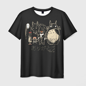 Мужская футболка 3D с принтом My Neighbor Totoro группа на черном в Санкт-Петербурге, 100% полиэфир | прямой крой, круглый вырез горловины, длина до линии бедер | anime | hayao miyazaki | japanese | meme | miyazaki | piano | studio ghibli | tokyo | totoro | гибли | котобус | мой | сосед | сусуватари | тонари | тоторо | хаяо миядзаки