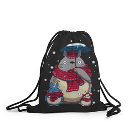 Рюкзак-мешок 3D с принтом My Neighbor Totoro зонт от снега в Санкт-Петербурге, 100% полиэстер | плотность ткани — 200 г/м2, размер — 35 х 45 см; лямки — толстые шнурки, застежка на шнуровке, без карманов и подкладки | anime | hayao miyazaki | japanese | meme | miyazaki | piano | studio ghibli | tokyo | totoro | гибли | котобус | мой | сосед | сусуватари | тонари | тоторо | хаяо миядзаки