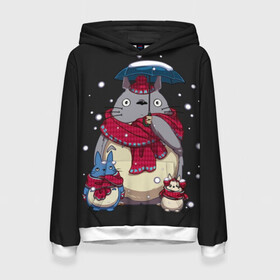 Женская толстовка 3D с принтом My Neighbor Totoro зонт от снега в Санкт-Петербурге, 100% полиэстер  | двухслойный капюшон со шнурком для регулировки, мягкие манжеты на рукавах и по низу толстовки, спереди карман-кенгуру с мягким внутренним слоем. | anime | hayao miyazaki | japanese | meme | miyazaki | piano | studio ghibli | tokyo | totoro | гибли | котобус | мой | сосед | сусуватари | тонари | тоторо | хаяо миядзаки