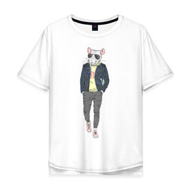 Мужская футболка хлопок Oversize с принтом Крыса в Санкт-Петербурге, 100% хлопок | свободный крой, круглый ворот, “спинка” длиннее передней части | год крысы | крыса | крыса новый год