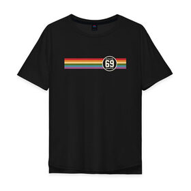 Мужская футболка хлопок Oversize с принтом Rainbow 69 в Санкт-Петербурге, 100% хлопок | свободный крой, круглый ворот, “спинка” длиннее передней части | 