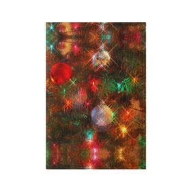 Обложка для паспорта матовая кожа с принтом Елка новогодняя с игрушками в Санкт-Петербурге, натуральная матовая кожа | размер 19,3 х 13,7 см; прозрачные пластиковые крепления | balls | christmas tree | garland | gift | multicolored | new year | toys | гирлянда | год | елка | игрушки | новогодние | новый | подарок | разноцветный | шарики