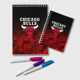 Блокнот с принтом CHICAGO BULLS в Санкт-Петербурге, 100% бумага | 48 листов, плотность листов — 60 г/м2, плотность картонной обложки — 250 г/м2. Листы скреплены удобной пружинной спиралью. Цвет линий — светло-серый
 | Тематика изображения на принте: bulls | chicago | chicago bulls | nba | red bulls | usa | америка | быки | нба | сша | чикаго буллс