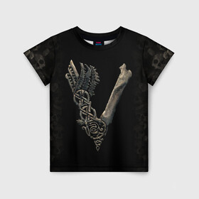 Детская футболка 3D с принтом Vikings (bones logo) в Санкт-Петербурге, 100% гипоаллергенный полиэфир | прямой крой, круглый вырез горловины, длина до линии бедер, чуть спущенное плечо, ткань немного тянется | bones | good | skull | viking | vikings | бог | викинг | викинги | кости | скандинавы | череп | язычник