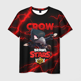 Мужская футболка 3D с принтом  BRAWL STARS CROW | БРАВЛ СТАРС ЛЕОН в Санкт-Петербурге, 100% полиэфир | прямой крой, круглый вырез горловины, длина до линии бедер | brawl stars | crow | leon | leon shark | sally leon | shark | stars | акула | берли | ворон | леон | леон акула | спайк | эль примо