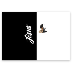 Поздравительная открытка с принтом Dzhizus в Санкт-Петербурге, 100% бумага | плотность бумаги 280 г/м2, матовая, на обратной стороне линовка и место для марки
 | dzhizus | джизус | исполнитель | российский | рэпер