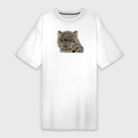 Платье-футболка хлопок с принтом Metallized Snow Leopard в Санкт-Петербурге,  |  | барс | ирбис | леопард | портрет барса | портрет леопарда | портрет ягуара | снежный барс | хищник | ягуар