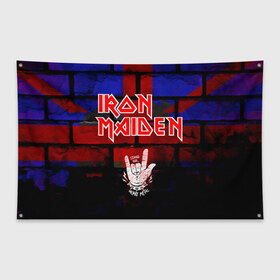 Флаг-баннер с принтом Iron Maiden в Санкт-Петербурге, 100% полиэстер | размер 67 х 109 см, плотность ткани — 95 г/м2; по краям флага есть четыре люверса для крепления | iron maiden | англия | британия | металл | музыка | рок