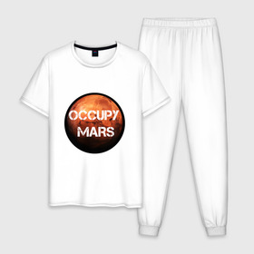 Мужская пижама хлопок с принтом Илон Маск в Санкт-Петербурге, 100% хлопок | брюки и футболка прямого кроя, без карманов, на брюках мягкая резинка на поясе и по низу штанин
 | elon musk | space x | tesla | илон маск