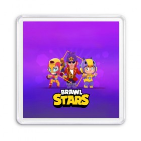 Магнит 55*55 с принтом Brawl Stars в Санкт-Петербурге, Пластик | Размер: 65*65 мм; Размер печати: 55*55 мм | bo | brawl | brock | bull | colt | dynamike | elprimo | jessie | leon | moba | nita | shelly | stars | бо | брок | булл | джесси | динамайк | кольт | леон | нита | шелли | эльпримо