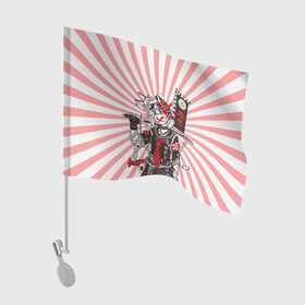 Флаг для автомобиля с принтом Убийца розового солнца в Санкт-Петербурге, 100% полиэстер | Размер: 30*21 см | аниме | арт | девочка | маска | меч | солнце | якудза | япония