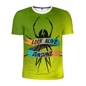 Мужская футболка 3D спортивная с принтом Look alive sunshine в Санкт-Петербурге, 100% полиэстер с улучшенными характеристиками | приталенный силуэт, круглая горловина, широкие плечи, сужается к линии бедра | Тематика изображения на принте: alive | look | my chemical | rok | romance | sunshine