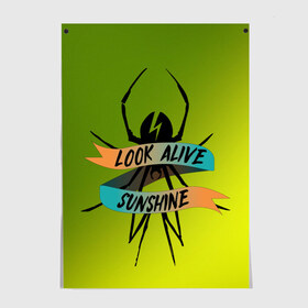 Постер с принтом Look alive sunshine в Санкт-Петербурге, 100% бумага
 | бумага, плотность 150 мг. Матовая, но за счет высокого коэффициента гладкости имеет небольшой блеск и дает на свету блики, но в отличии от глянцевой бумаги не покрыта лаком | alive | look | my chemical | rok | romance | sunshine