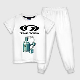 Детская пижама хлопок с принтом SAMOGON в Санкт-Петербурге, 100% хлопок |  брюки и футболка прямого кроя, без карманов, на брюках мягкая резинка на поясе и по низу штанин
 | Тематика изображения на принте: salomon | прикол | приколы | самогон | шутка | юмор