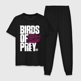 Мужская пижама хлопок с принтом Birds of Prey logo в Санкт-Петербурге, 100% хлопок | брюки и футболка прямого кроя, без карманов, на брюках мягкая резинка на поясе и по низу штанин
 | birds of prey | harley quinn | марго робби | потрясающая история харли квин | харли квин | хищные птицы