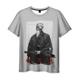 Мужская футболка 3D с принтом Морихэй Уэсиба в Санкт-Петербурге, 100% полиэфир | прямой крой, круглый вырез горловины, длина до линии бедер | aikido | аикидо | айкидо | восточные единоборства | единоборства | морихей уэсиба