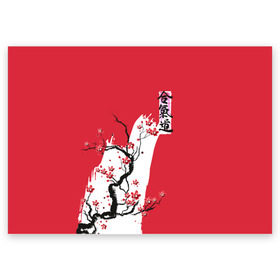 Поздравительная открытка с принтом Сакура Айкидо в Санкт-Петербурге, 100% бумага | плотность бумаги 280 г/м2, матовая, на обратной стороне линовка и место для марки
 | Тематика изображения на принте: aikido | аикидо | айкидо | восточные единоборства | единоборства | морихей уэсиба
