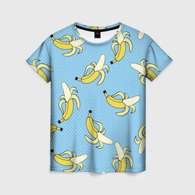Женская футболка 3D с принтом Banana art в Санкт-Петербурге, 100% полиэфир ( синтетическое хлопкоподобное полотно) | прямой крой, круглый вырез горловины, длина до линии бедер | banana | pop art | банан | бананы | поп арт