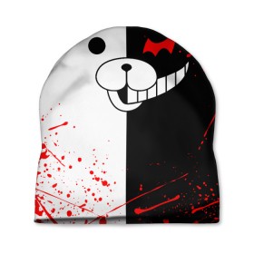 Шапка 3D с принтом MONOKUMA в Санкт-Петербурге, 100% полиэстер | универсальный размер, печать по всей поверхности изделия | anime | bear | black  white | danganronpa | kurokuma | monodam | monokuma | monomi | monotaro | rabbit | school | shirokuma | аниме | главарь | мoноми | монокума | черно белый | школа