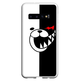 Чехол для Samsung Galaxy S10 с принтом MONOKUMA (КАПЮШОН) в Санкт-Петербурге, Силикон | Область печати: задняя сторона чехла, без боковых панелей | Тематика изображения на принте: anime | bear | black  white | danganronpa | kurokuma | monodam | monokuma | monomi | monotaro | rabbit | school | shirokuma | аниме | главарь | мoноми | монокума | черно белый | школа