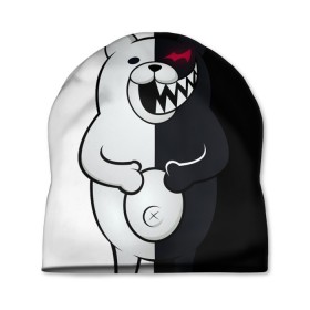 Шапка 3D с принтом MONOKUMA в Санкт-Петербурге, 100% полиэстер | универсальный размер, печать по всей поверхности изделия | anime | bear | black  white | danganronpa | kurokuma | monodam | monokuma | monomi | monotaro | rabbit | school | shirokuma | аниме | главарь | мoноми | монокума | черно белый | школа